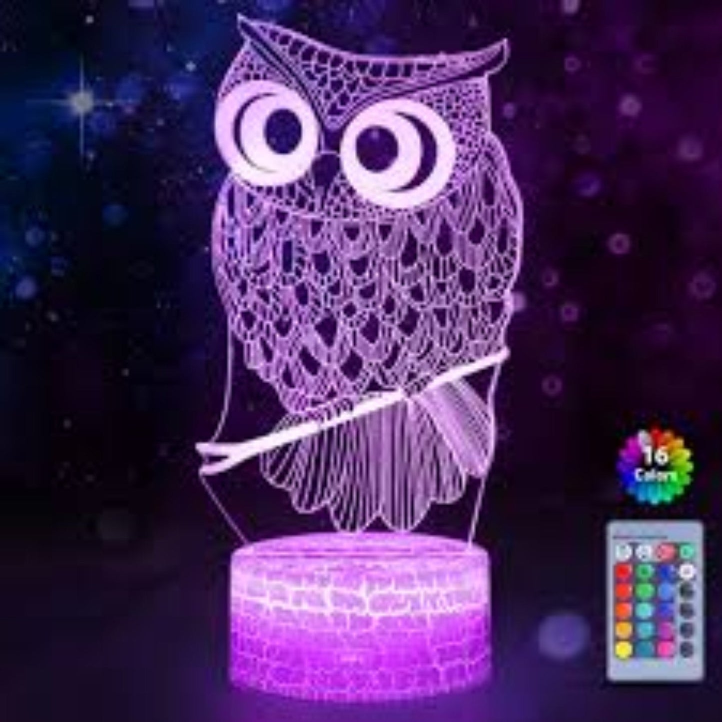 3D Eulen - Nachtlicht aus Acryl: USB - LED - Lampe mit Farbwechsel für Kinderzimmer - Nachtlicht Kinder