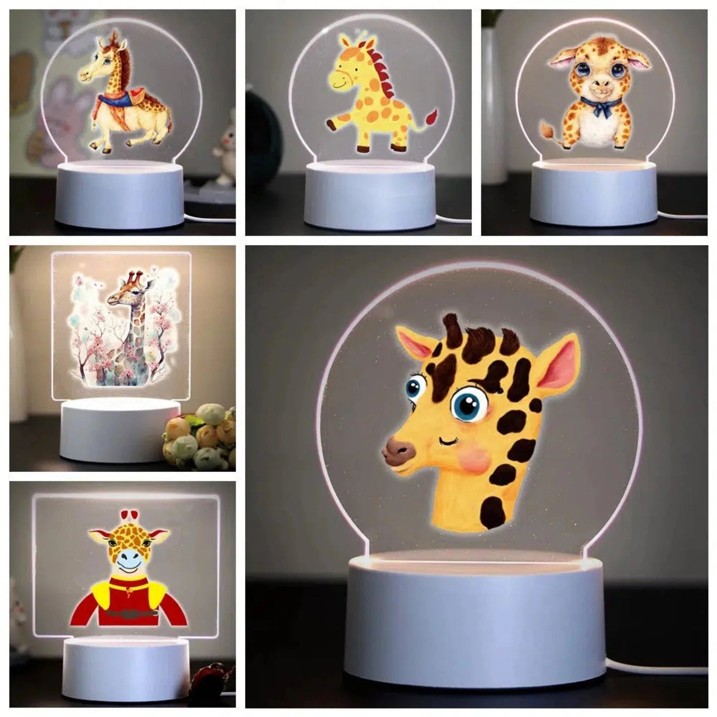3D Giraffen - Nachtlicht: LED - Schlummerlicht mit 16 Farben und Fernbedienung - Nachtlicht Kinder