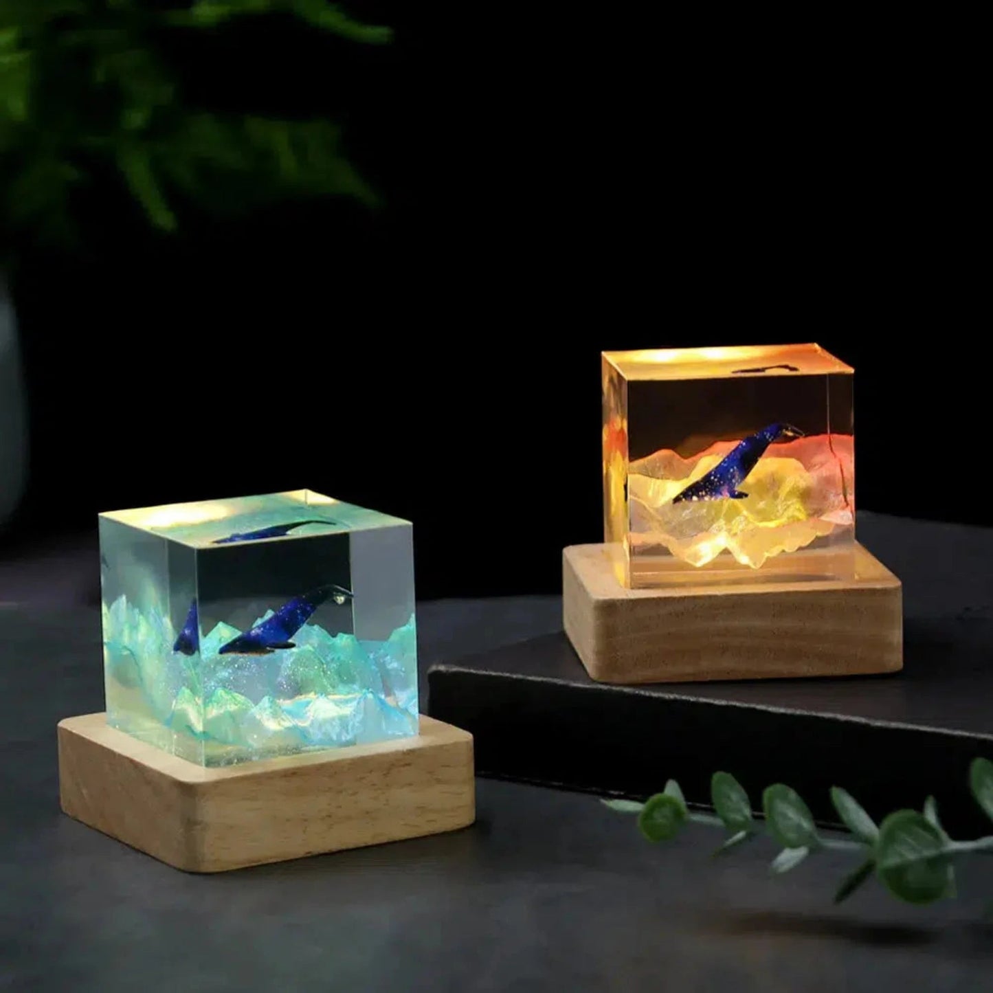 3D Nachtlicht Wal – Kreative LED Tischlampe mit Bergmotiv - Nachtlicht Kinder