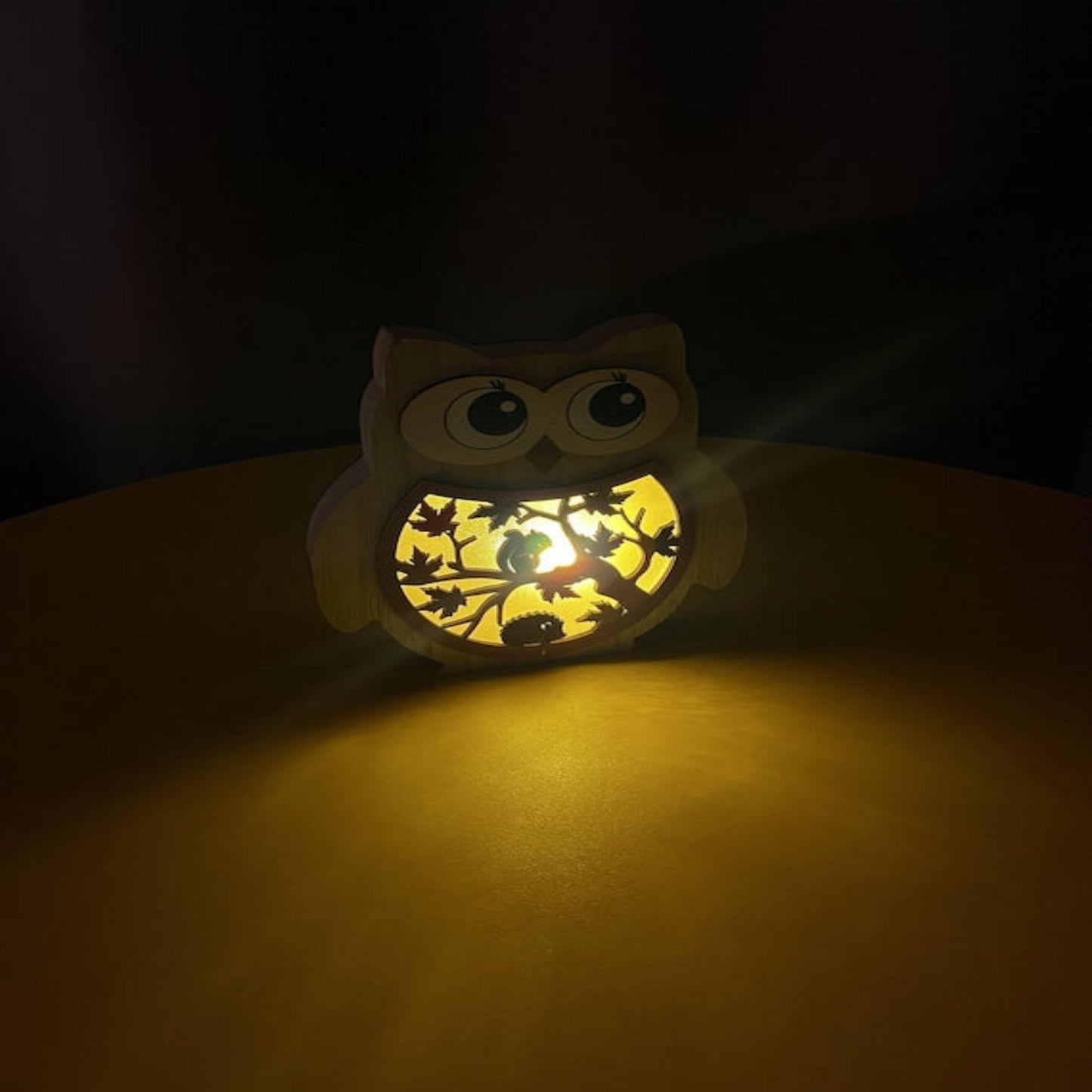 Bezauberndes Eulen - Nachtlicht aus Holz: Dekorative LED - Lampe fürs Kinderzimmer - Nachtlicht Kinder