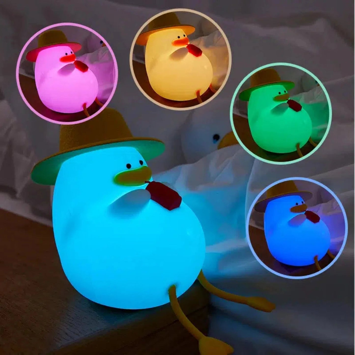 Enten - Nachtlicht mit Hut: LED - Schlummerlampe für Kinder - Nachtlicht Kinder