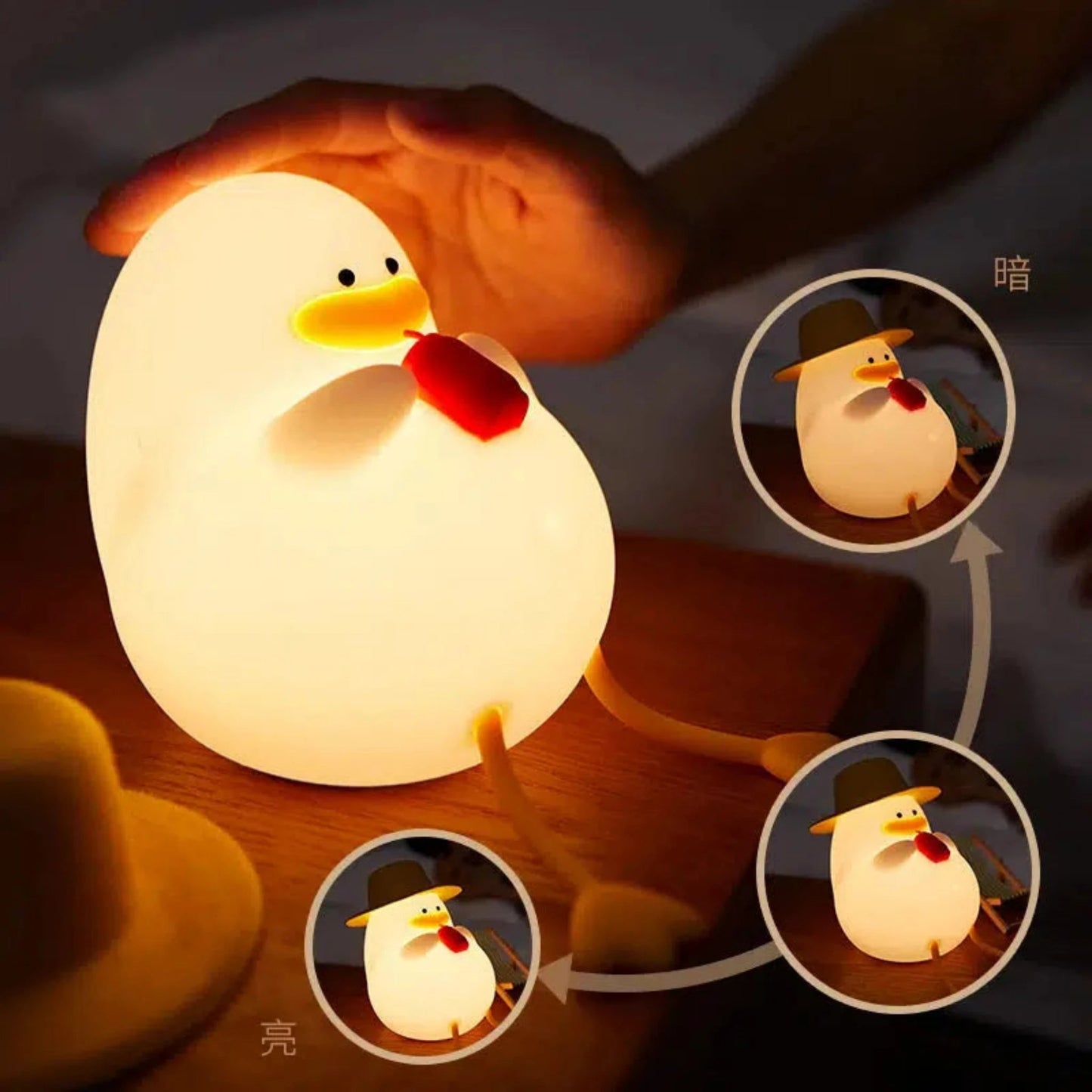 Enten - Nachtlicht mit Hut: LED - Schlummerlampe für Kinder - Nachtlicht Kinder