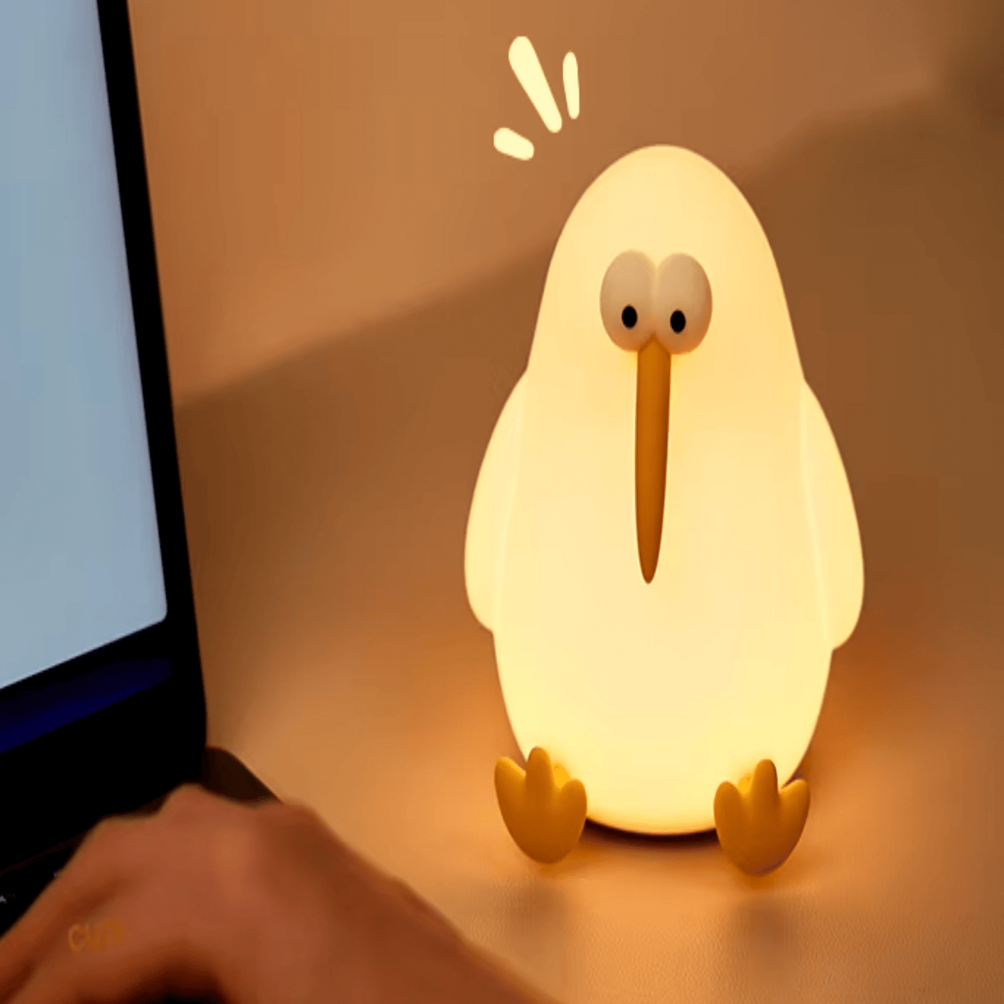 Lustiges Enten - Nachtlicht aus Silikon: LED - Lampe mit 3 Helligkeitsstufen - Nachtlicht Kinder