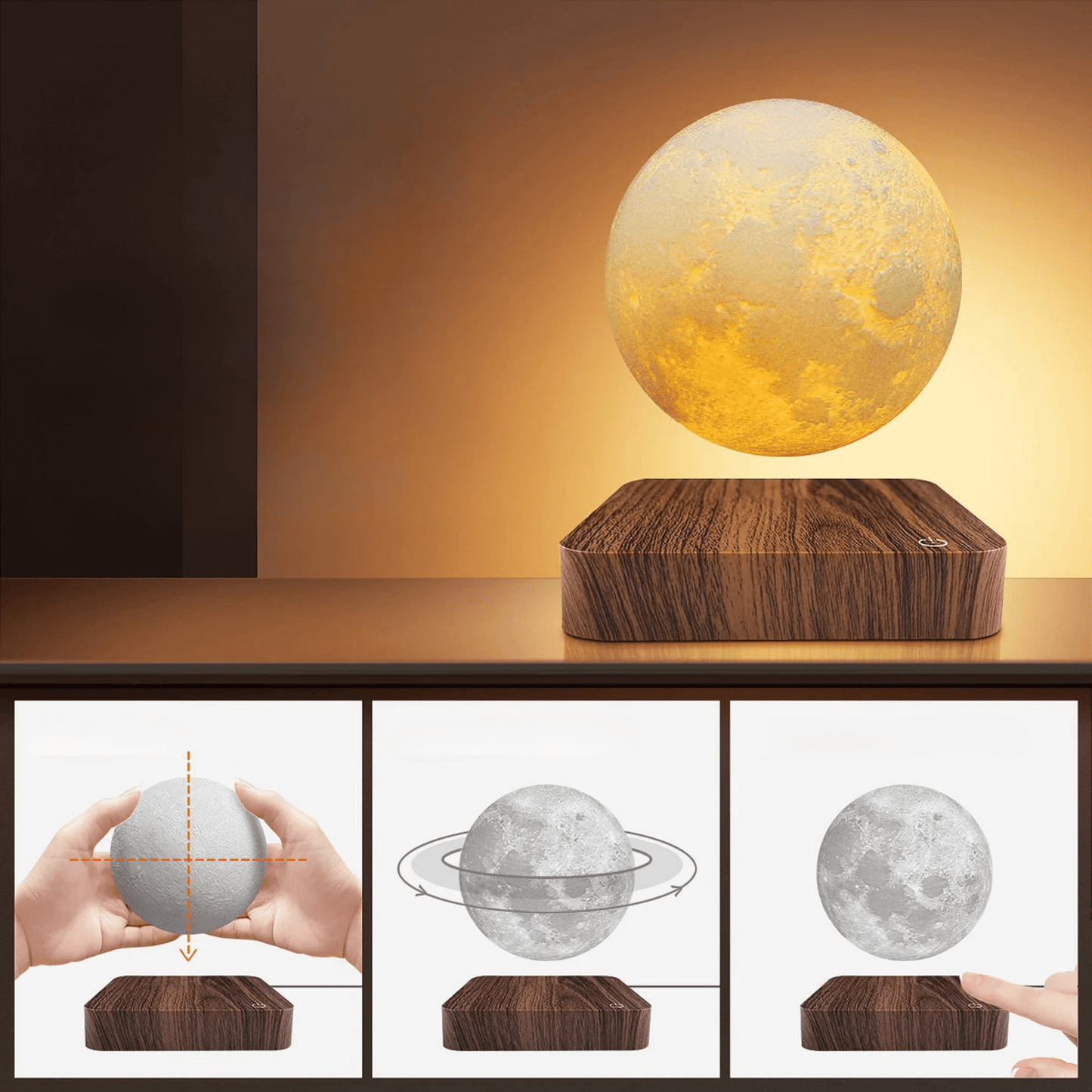 Magnetisch Schwebendes LED Nachtlicht Mond – Faszinierende 3D Mondlampe für Kinder - Nachtlicht Kinder