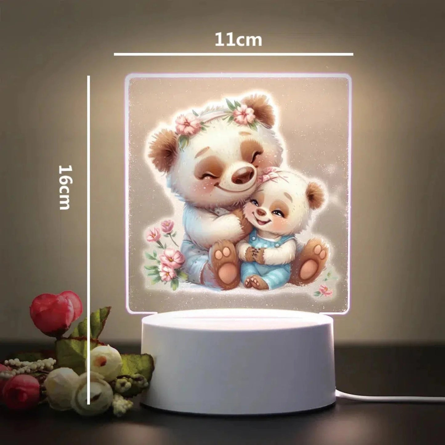 Nachtlicht Bär 3D LED mit flachem Design für Kinderzimmer - Nachtlicht Kinder