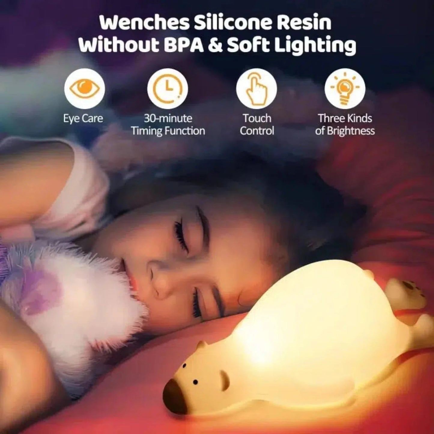 Nachtlicht Bär mit Touch Sensor und LED für Kinderzimmer - Nachtlicht Kinder