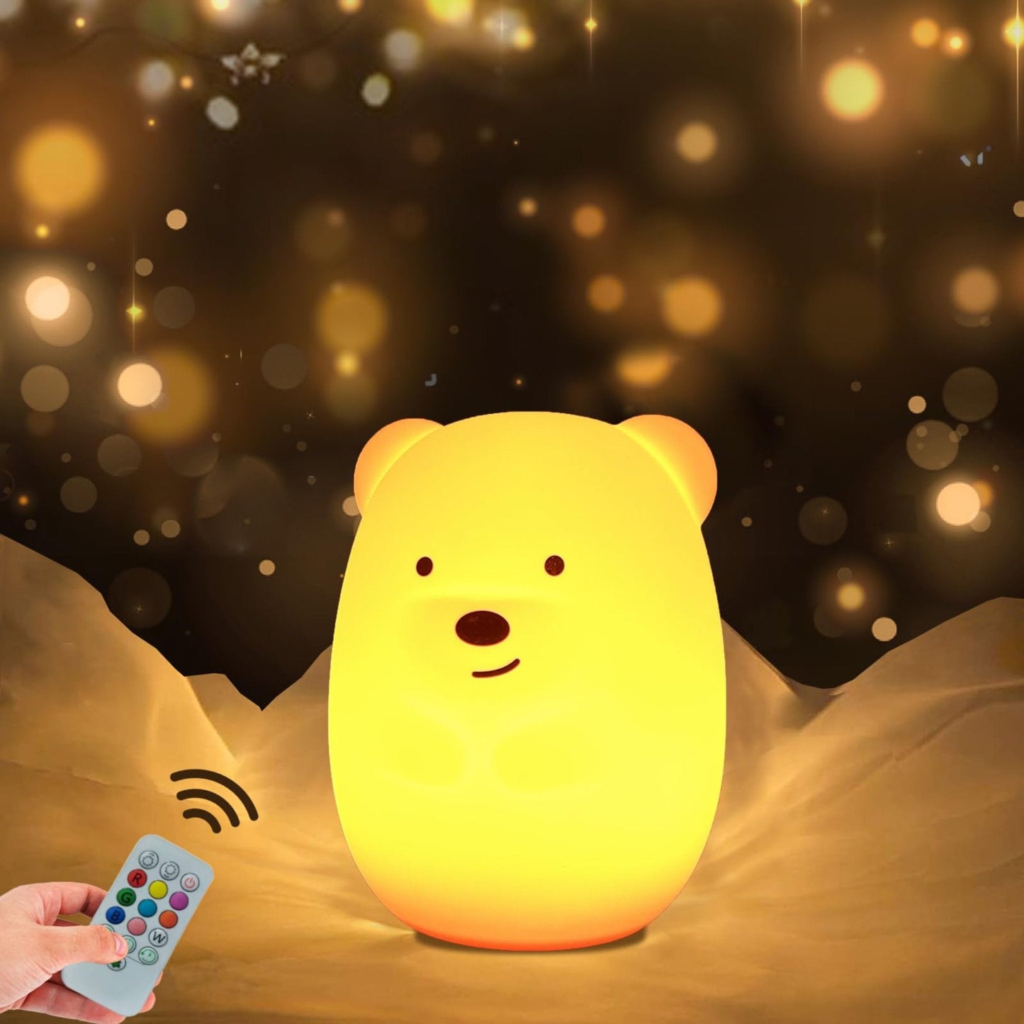 Nachtlicht Bär mit wiederaufladbarer Batterie und Fernbedienung - Nachtlicht Kinder