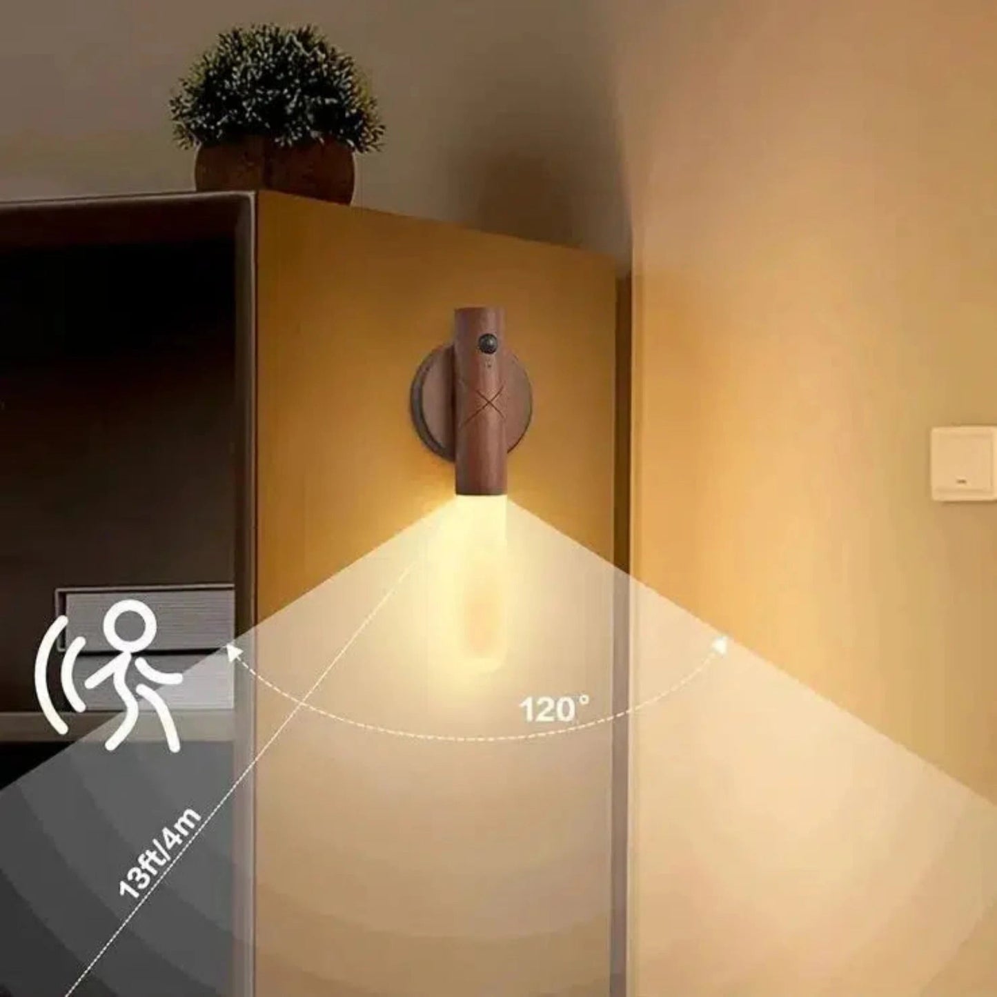 Nachtlicht mit Bewegungsmelder LED Holz Stabform USB - Nachtlicht Kinder