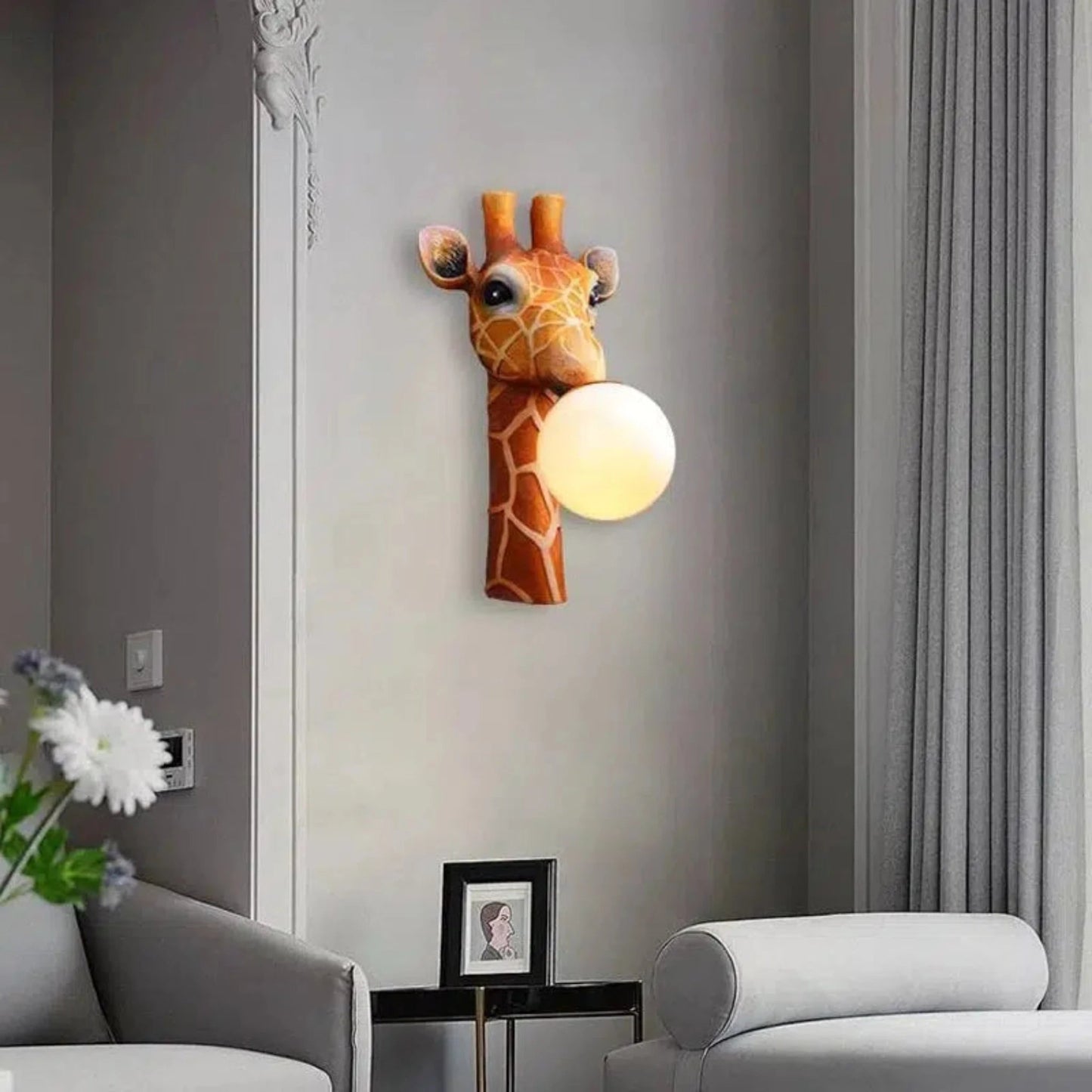 Niedliche Giraffen - Wandleuchte mit Kaugummiblase: LED - Nachtlicht für Kinderzimmer - Nachtlicht Kinder