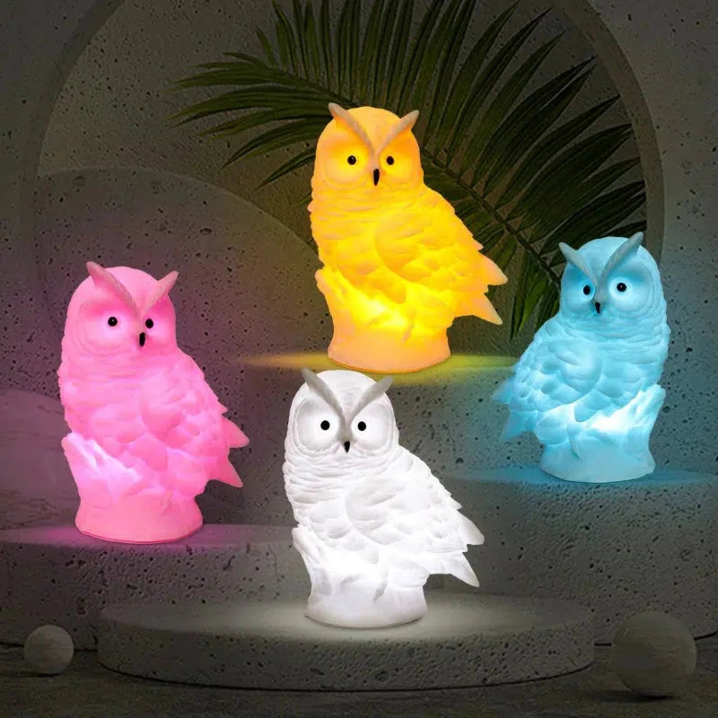 Niedliches Eulen - Nachtlicht in 4 Farben: Kreative LED - Lampe fürs Kinderzimmer - Nachtlicht Kinder