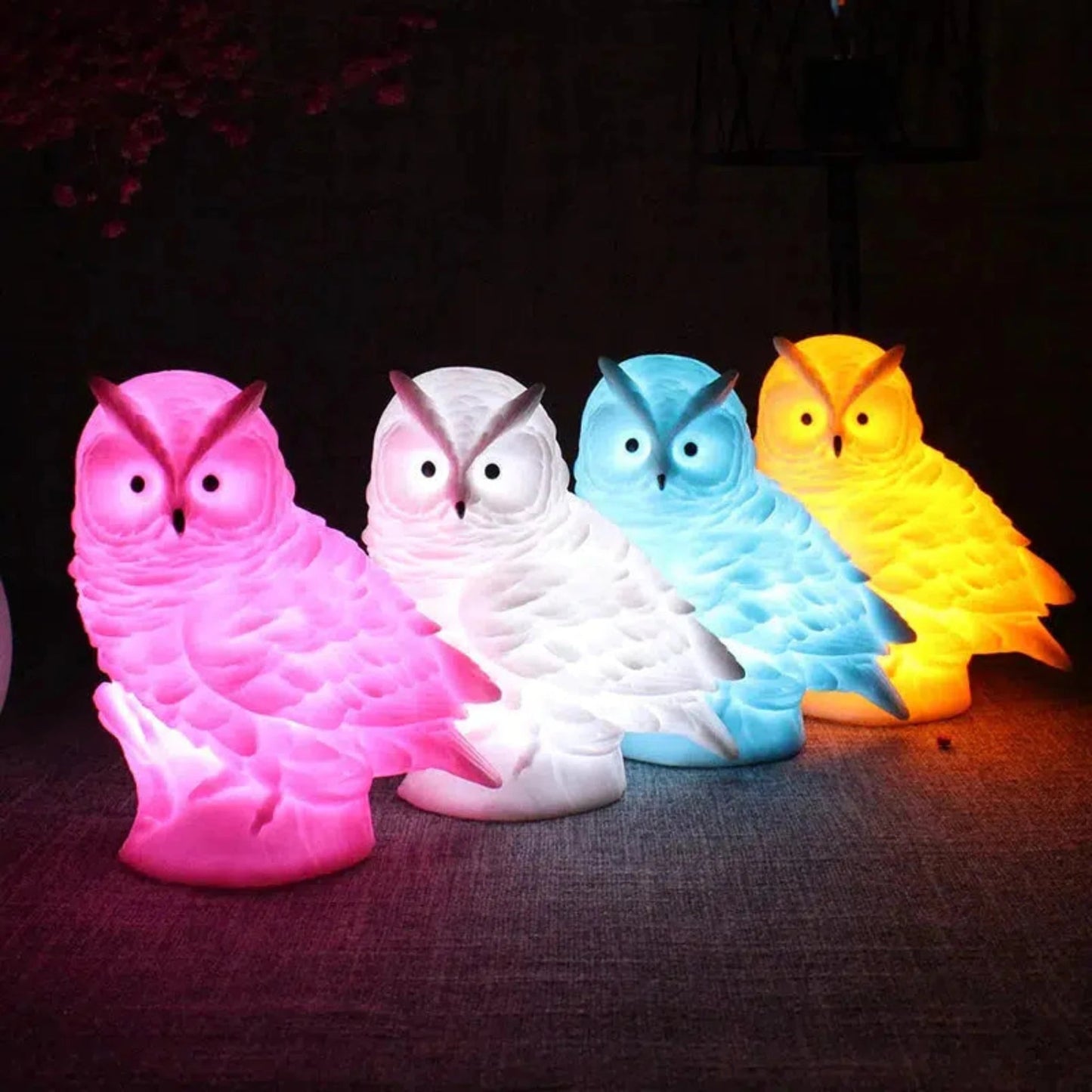 Niedliches Eulen - Nachtlicht in 4 Farben: Kreative LED - Lampe fürs Kinderzimmer - Nachtlicht Kinder