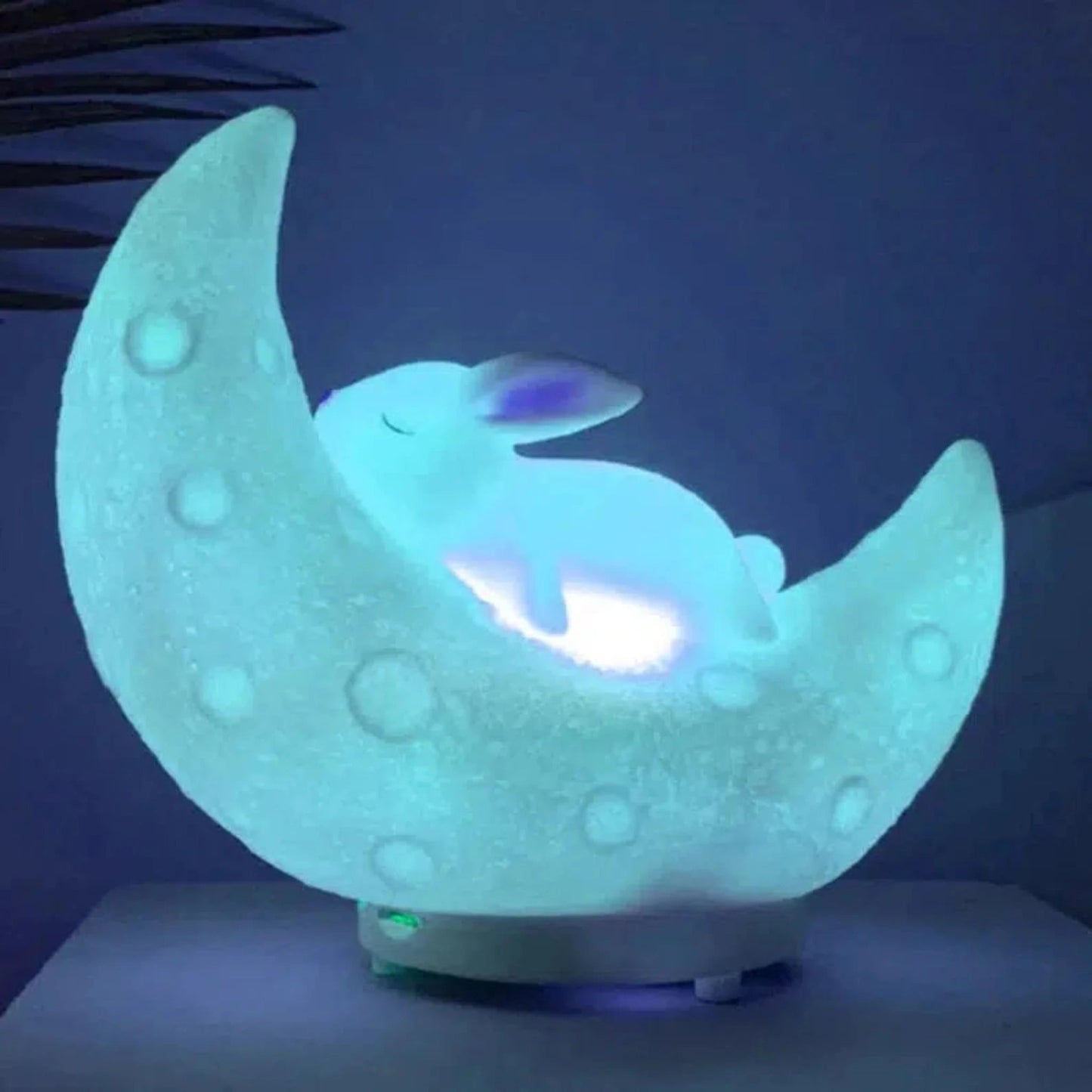 Niedliches Nachtlicht Hase Mond mit Bluetooth - Lautsprecher – Schlummerleuchte für Kinder - Nachtlicht Kinder