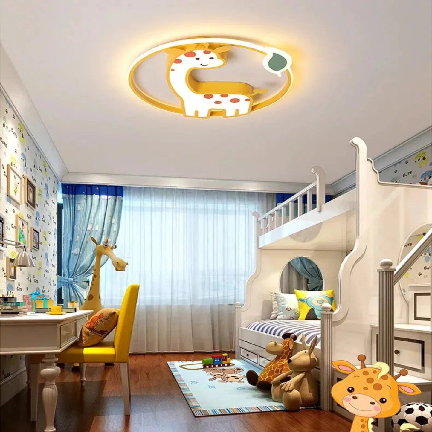 Nordisches Giraffen - Nachtlicht: Dimmbarer LED - Deckenstrahler mit Fernbedienung - Nachtlicht Kinder