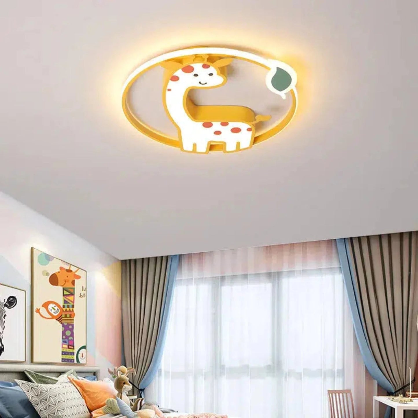 Nordisches Giraffen - Nachtlicht: Dimmbarer LED - Deckenstrahler mit Fernbedienung - Nachtlicht Kinder
