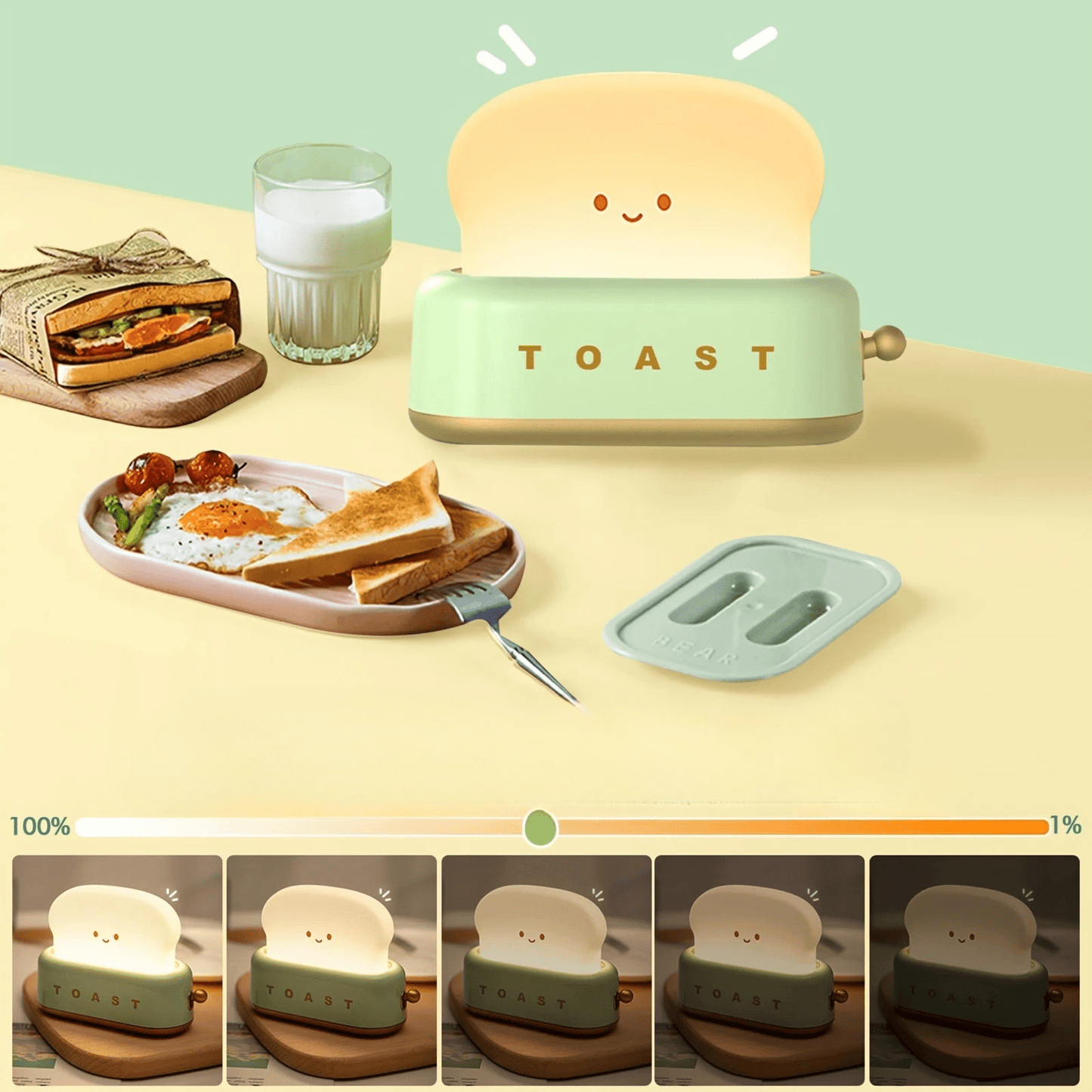 Stilllicht LED Toaster Design mit Timer und Dimmer - Nachtlicht Kinder