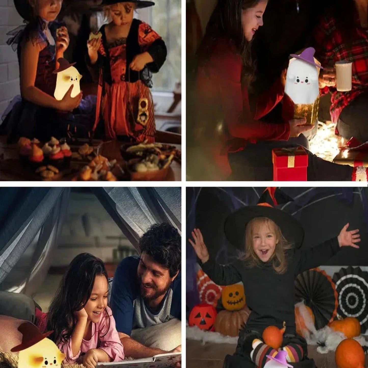 Süßes Nachtlicht Geist mit Hexenhut für das Kinderzimmer - Nachtlicht Kinder