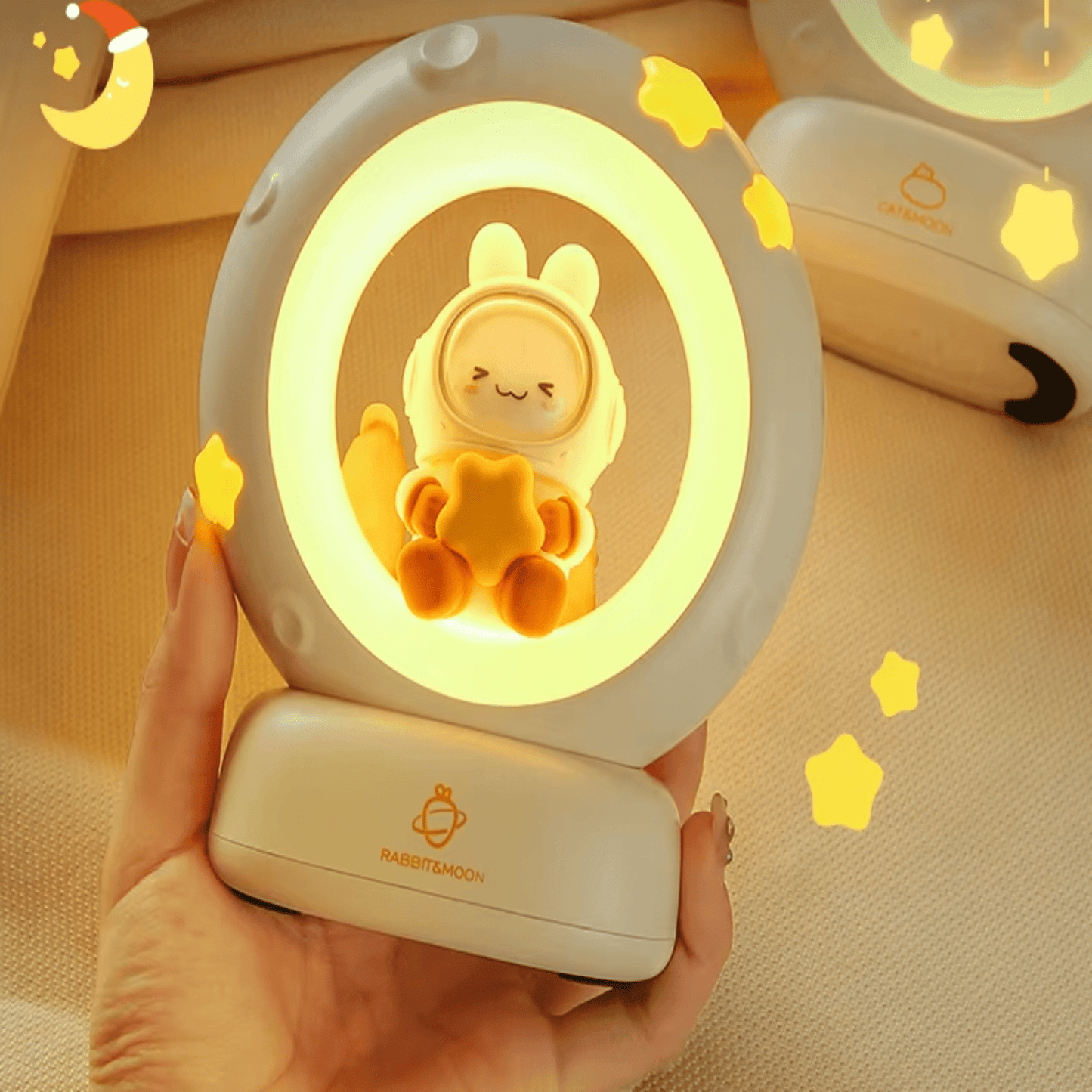 Süßes Nachtlicht Hase Astronaut – USB Wiederaufladbare Schlummerleuchte für Kinder - Nachtlicht Kinder