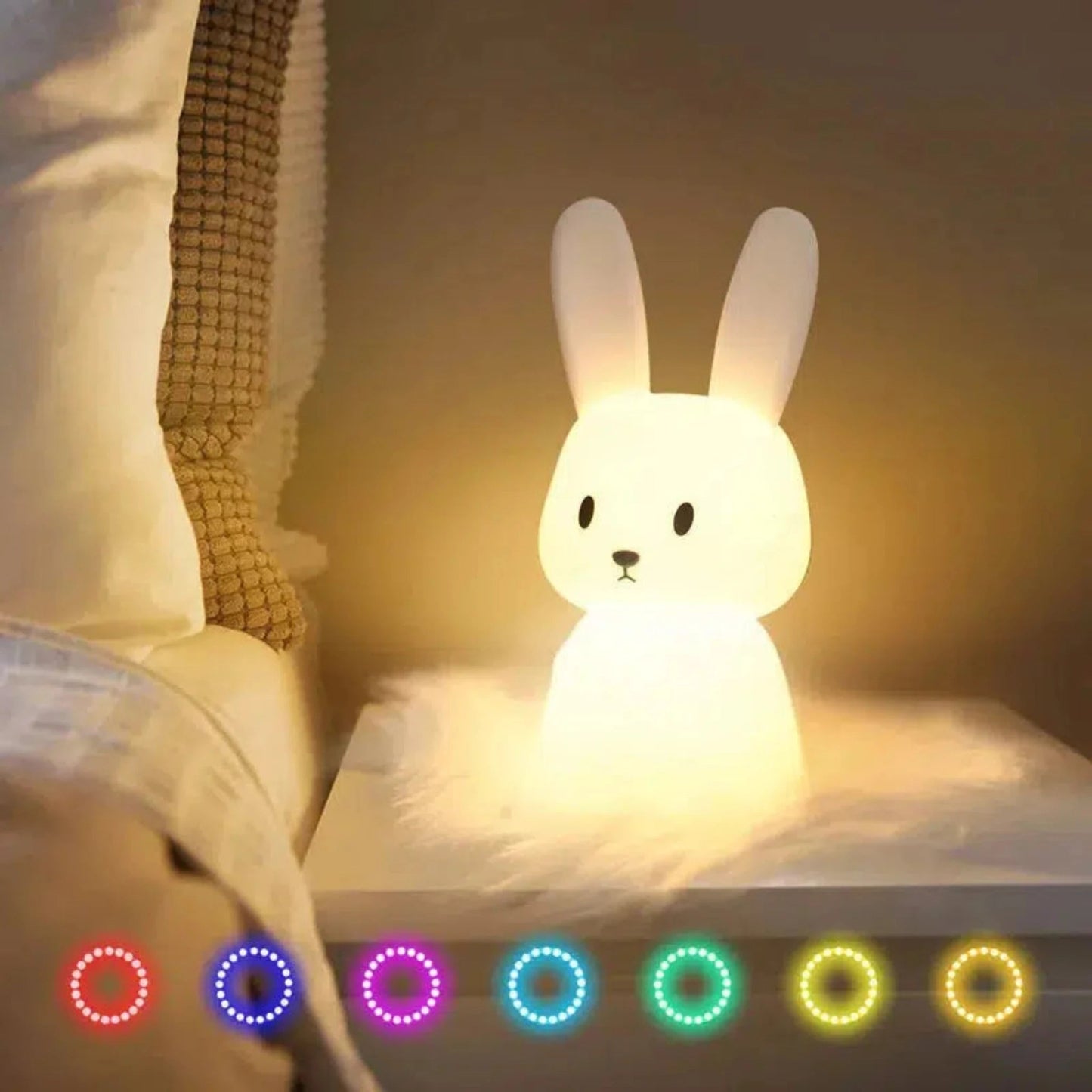 Süßes Nachtlicht Hase aus Silikon – Farbenfrohe Schlummerleuchte für Kinder - Nachtlicht Kinder