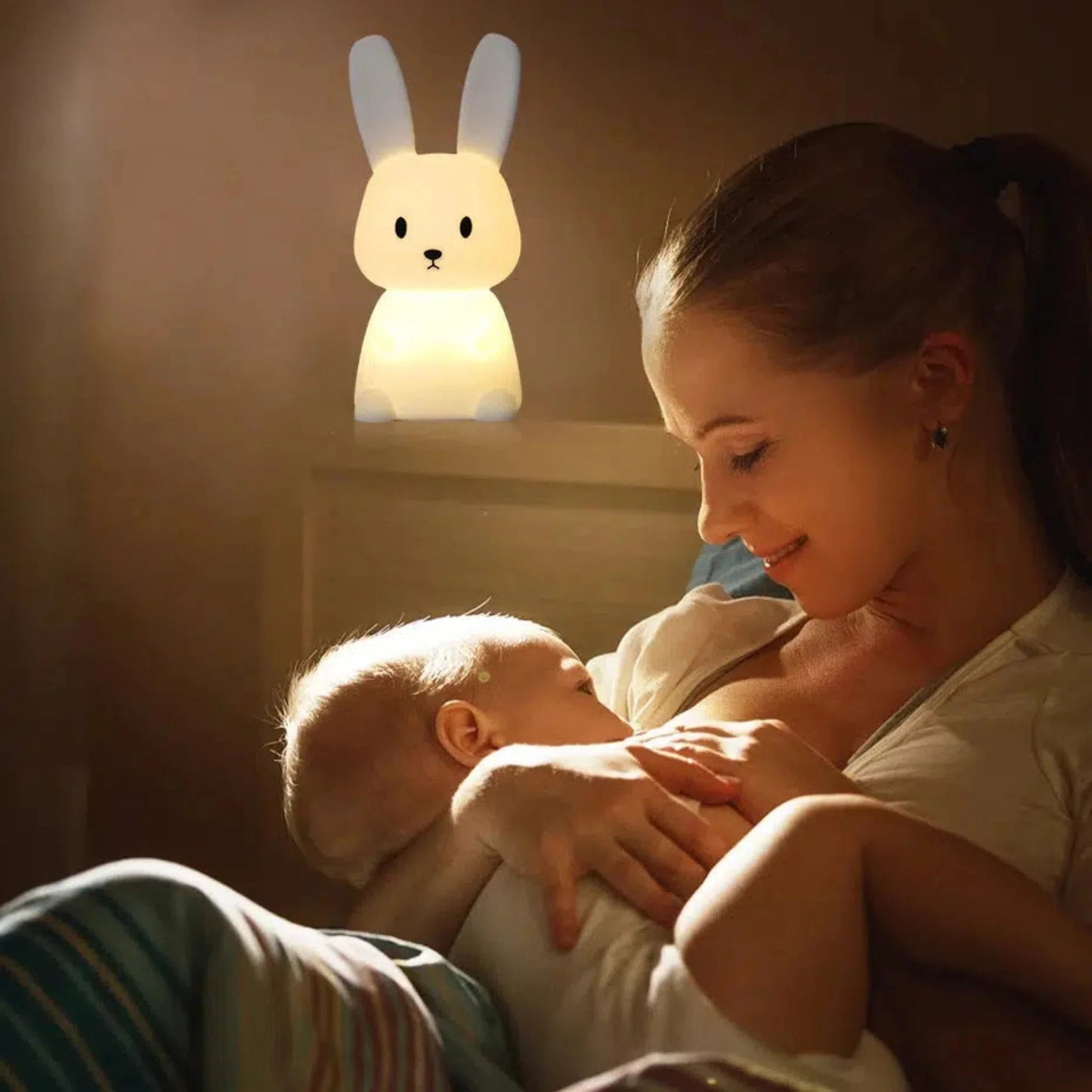 Süßes Nachtlicht Hase aus Silikon – Farbenfrohe Schlummerleuchte für Kinder - Nachtlicht Kinder
