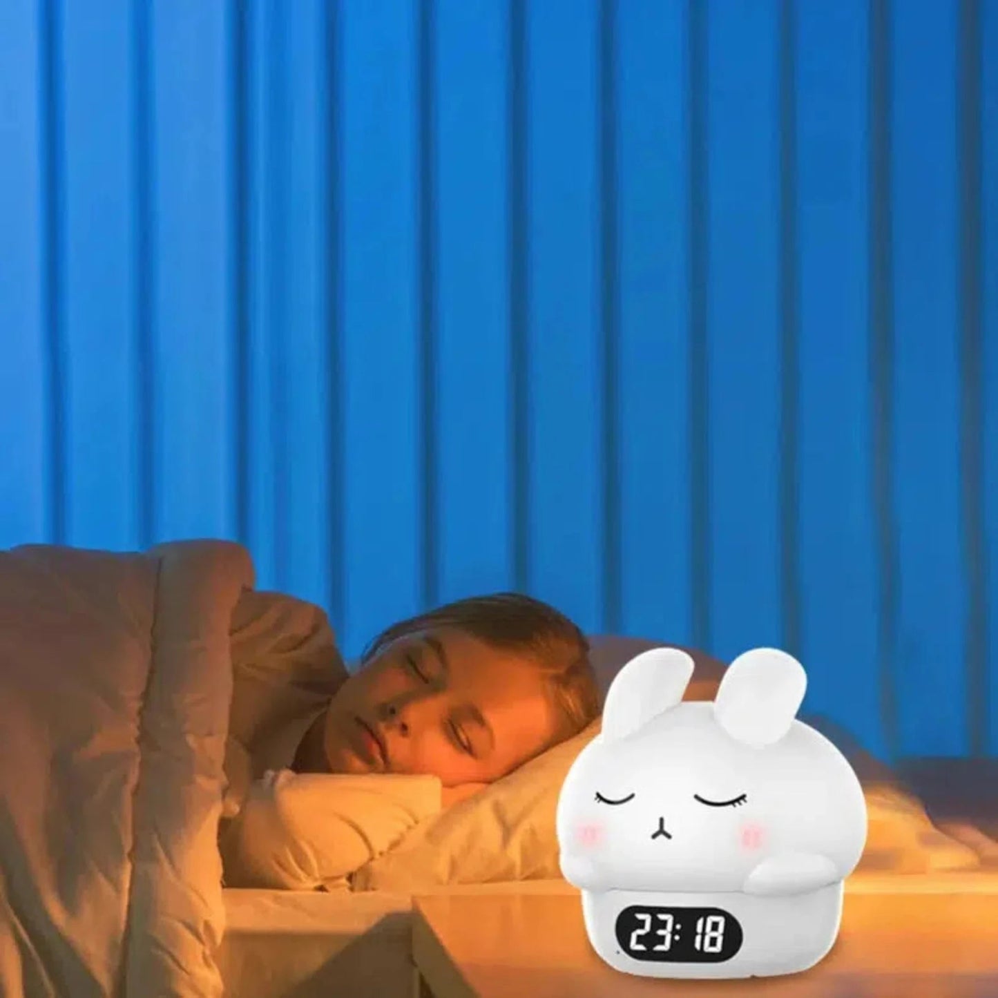 Wecker mit Nachtlicht Hase LED für Kinderzimmer - Nachtlicht Kinder