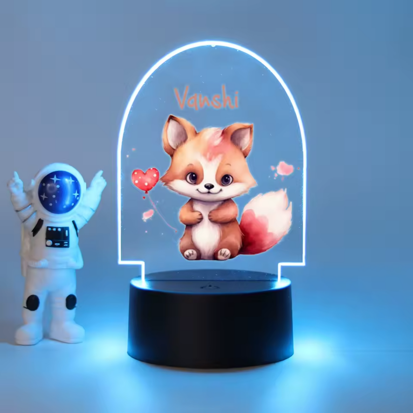 3D Fuchs-Nachtlicht: LED-Lampe mit 7 Farben und schwarzer Basis