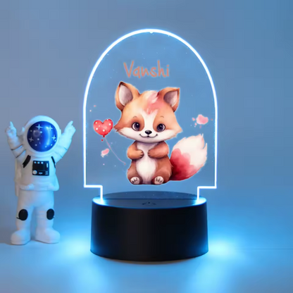 3D Fuchs-Nachtlicht: LED-Lampe mit 7 Farben und schwarzer Basis