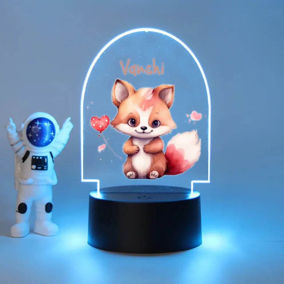 3D Fuchs-Nachtlicht: LED-Lampe mit 7 Farben und schwarzer Basis-Nachtlicht-Ma boutique