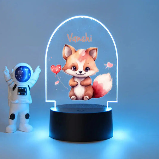 3D Fuchs-Nachtlicht: LED-Lampe mit 7 Farben und schwarzer Basis-Nachtlicht-Ma boutique