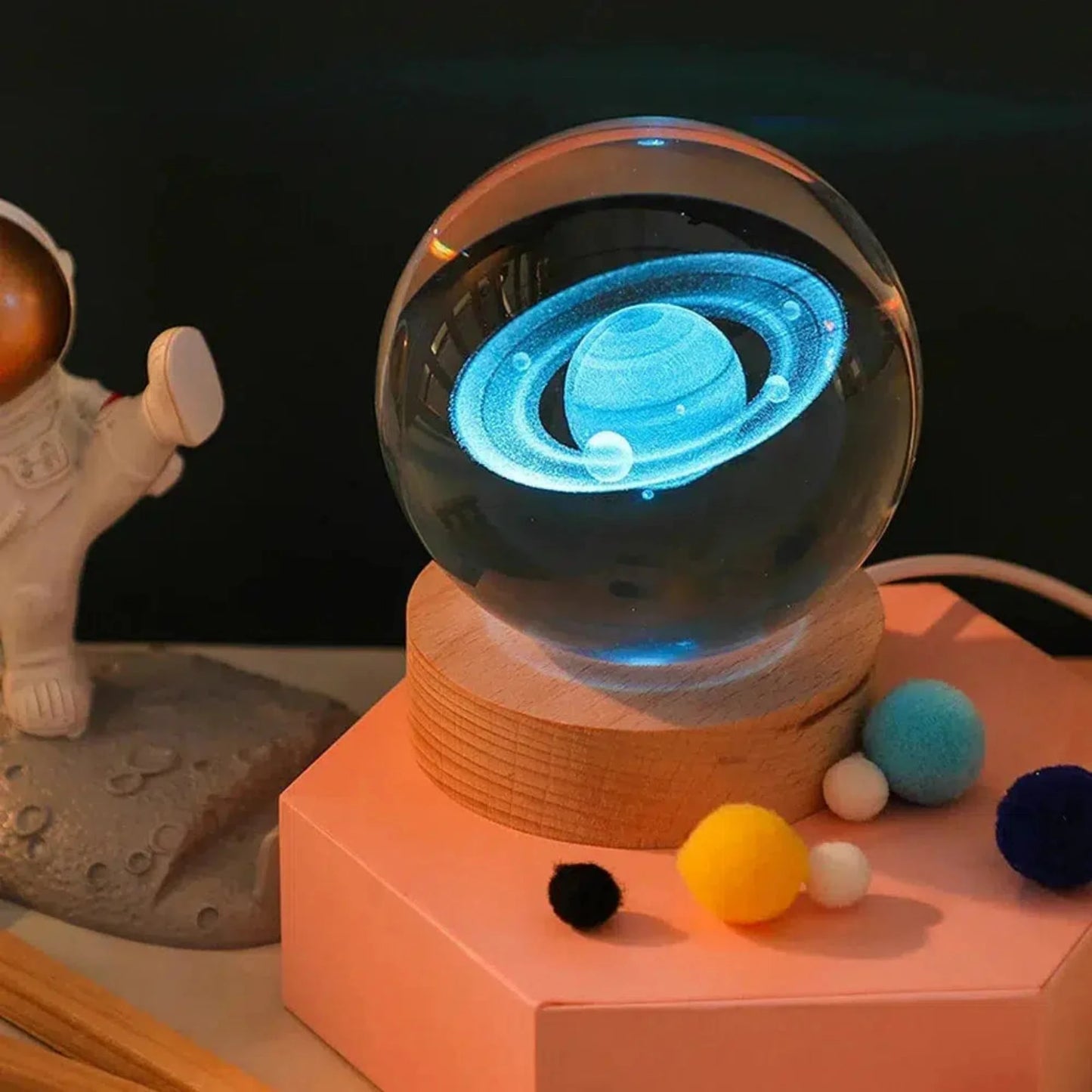 3D Kristall Kugel Lampe Saturn – Magisches LED Nachtlicht für Kinder-Nachtlicht-Ma boutique