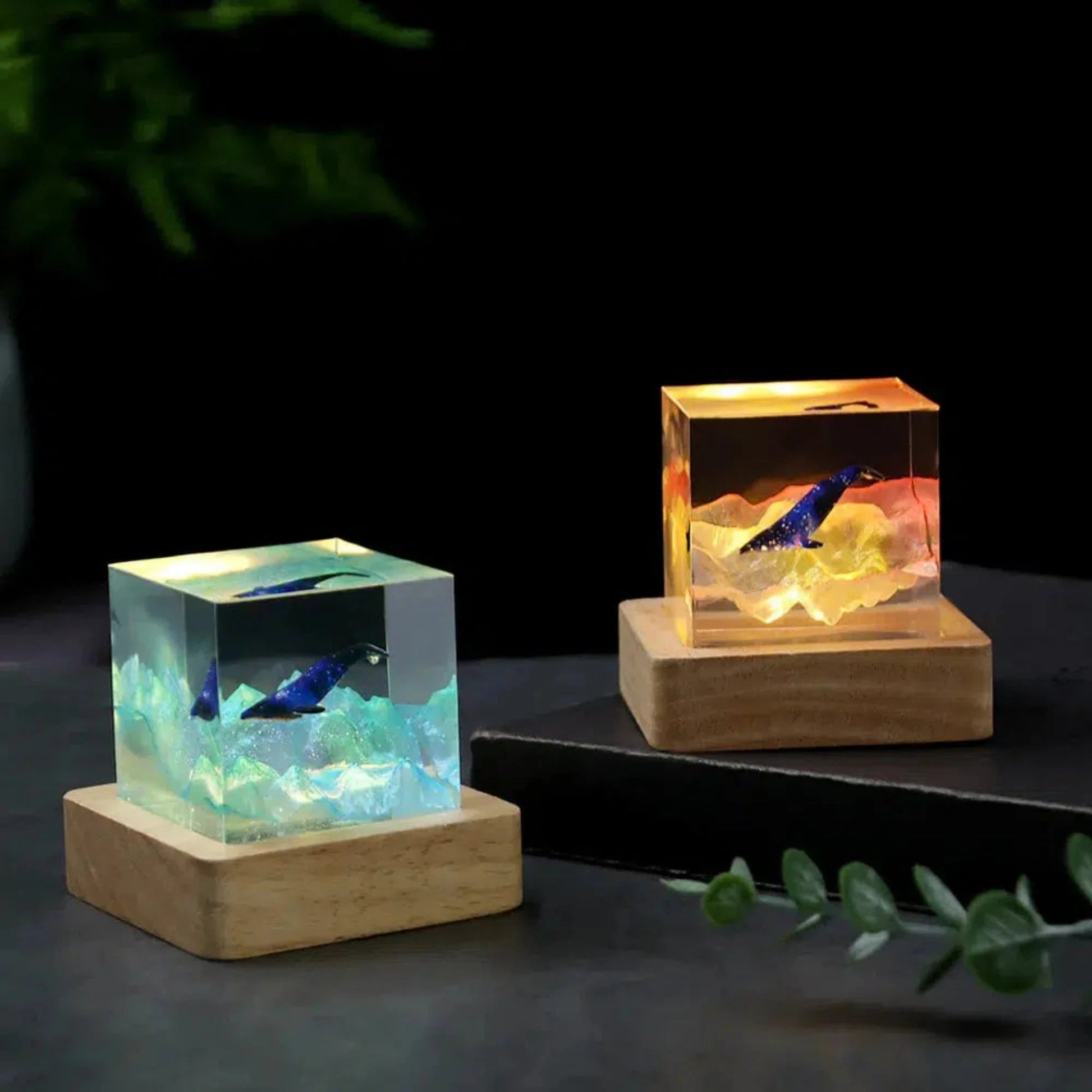 3D Nachtlicht Wal – Kreative LED Tischlampe mit Bergmotiv - Nachtlicht Kinder