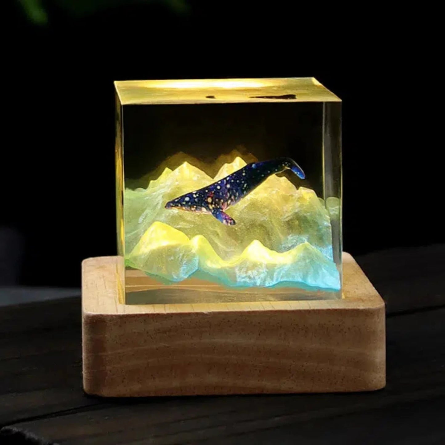 3D Nachtlicht Wal – Kreative LED Tischlampe mit Bergmotiv - Nachtlicht Kinder