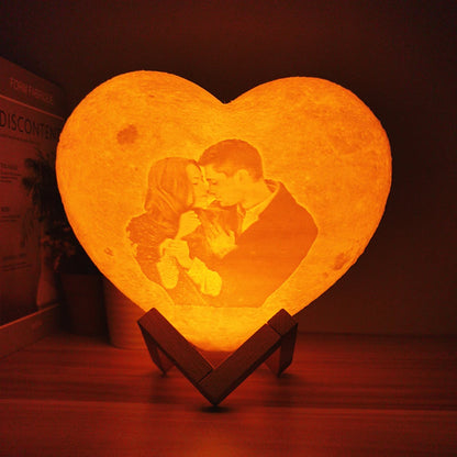 Angepasst Herz Form Mond Lampe 3D druck Personalisierte Foto Text Lunar USB Lade Nacht Lampe Benutzerdefinierte geschenk
