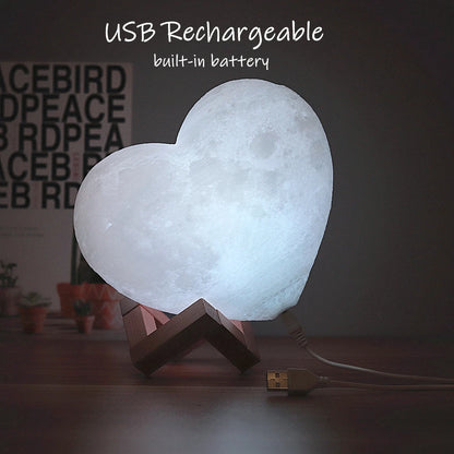 Angepasst Herz Form Mond Lampe 3D druck Personalisierte Foto Text Lunar USB Lade Nacht Lampe Benutzerdefinierte geschenk