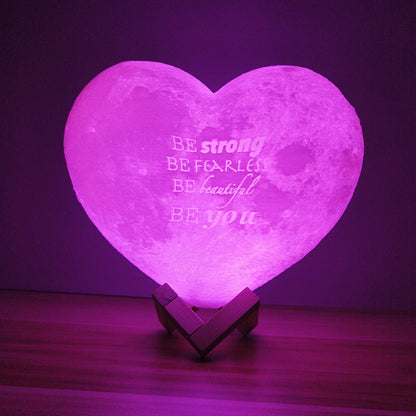 Angepasst Herz Form Mond Lampe 3D druck Personalisierte Foto Text Lunar USB Lade Nacht Lampe Benutzerdefinierte geschenk