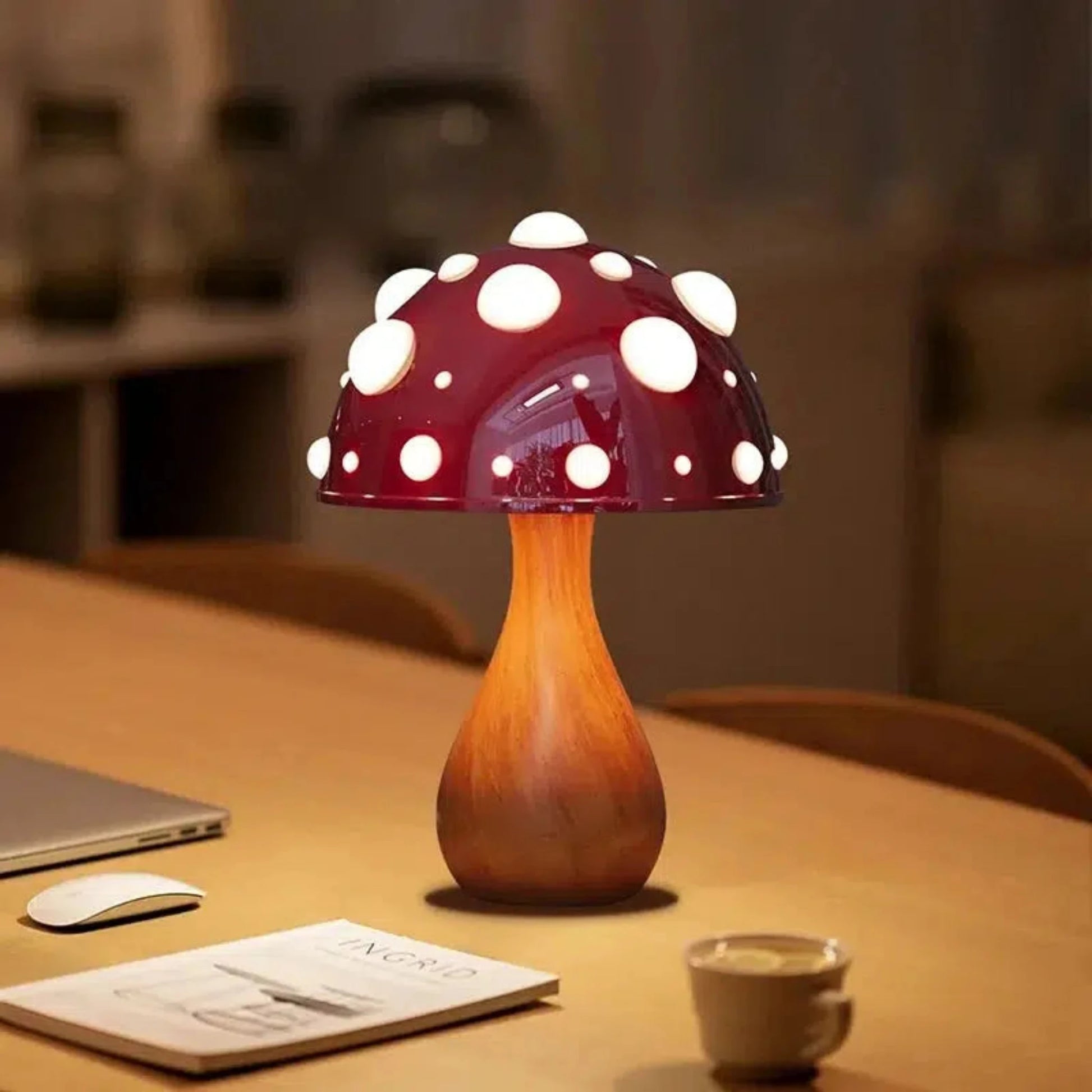 Nachtlicht Pilz – Elegante Amanita Tischlampe mit LED für Kinderzimmer-Nachtlicht-Ma boutique