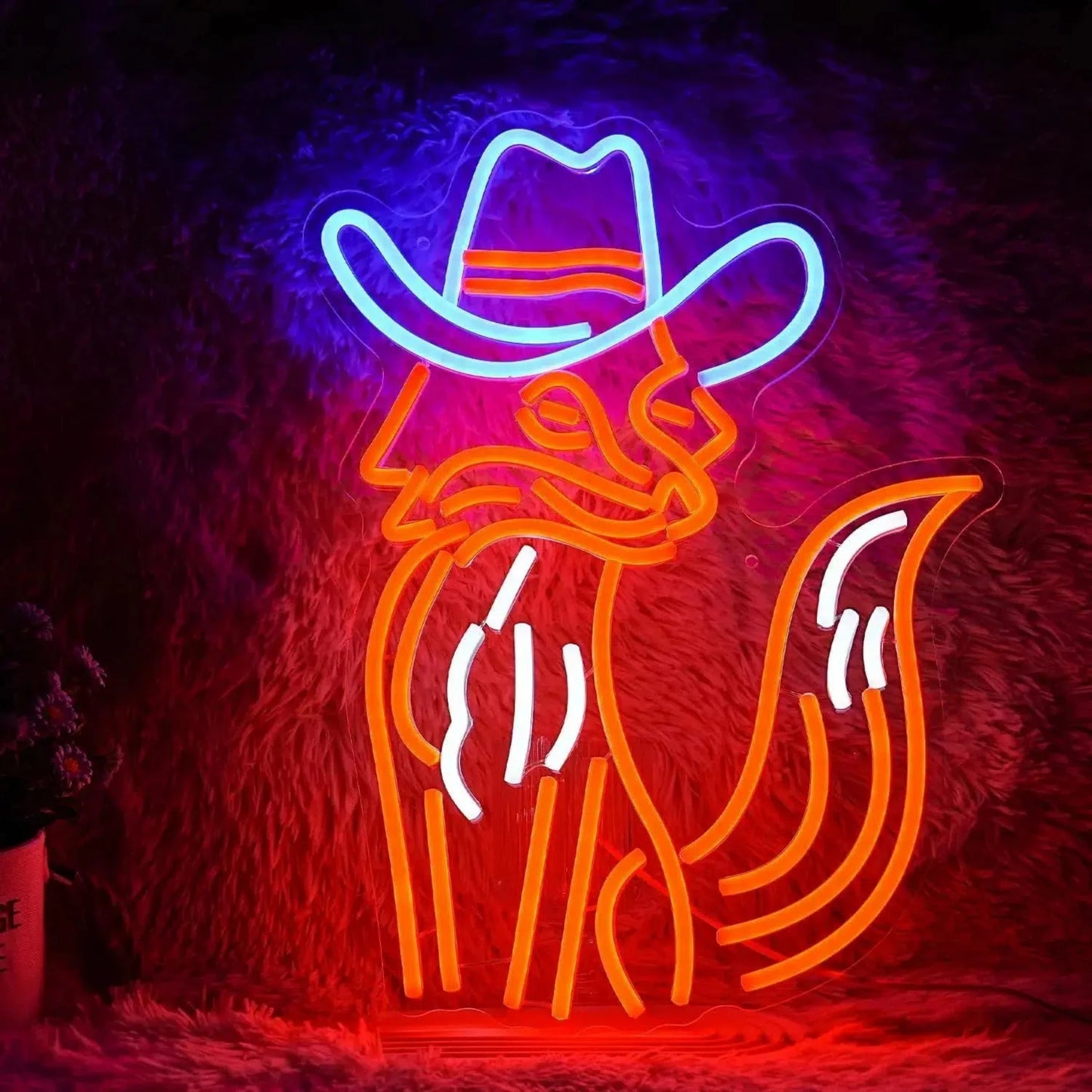 Neon Cowboy-Fuchs Nachtlicht: Dimmbare LED-Wandleuchte für stilvolle Räume-Nachtlicht-Ma boutique