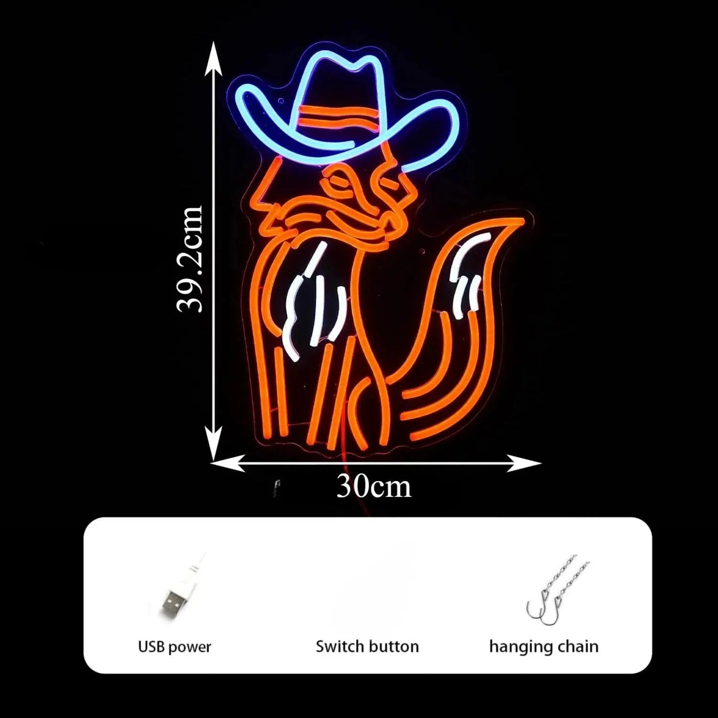 Neon Cowboy-Fuchs Nachtlicht: Dimmbare LED-Wandleuchte für stilvolle Räume-Nachtlicht-Ma boutique