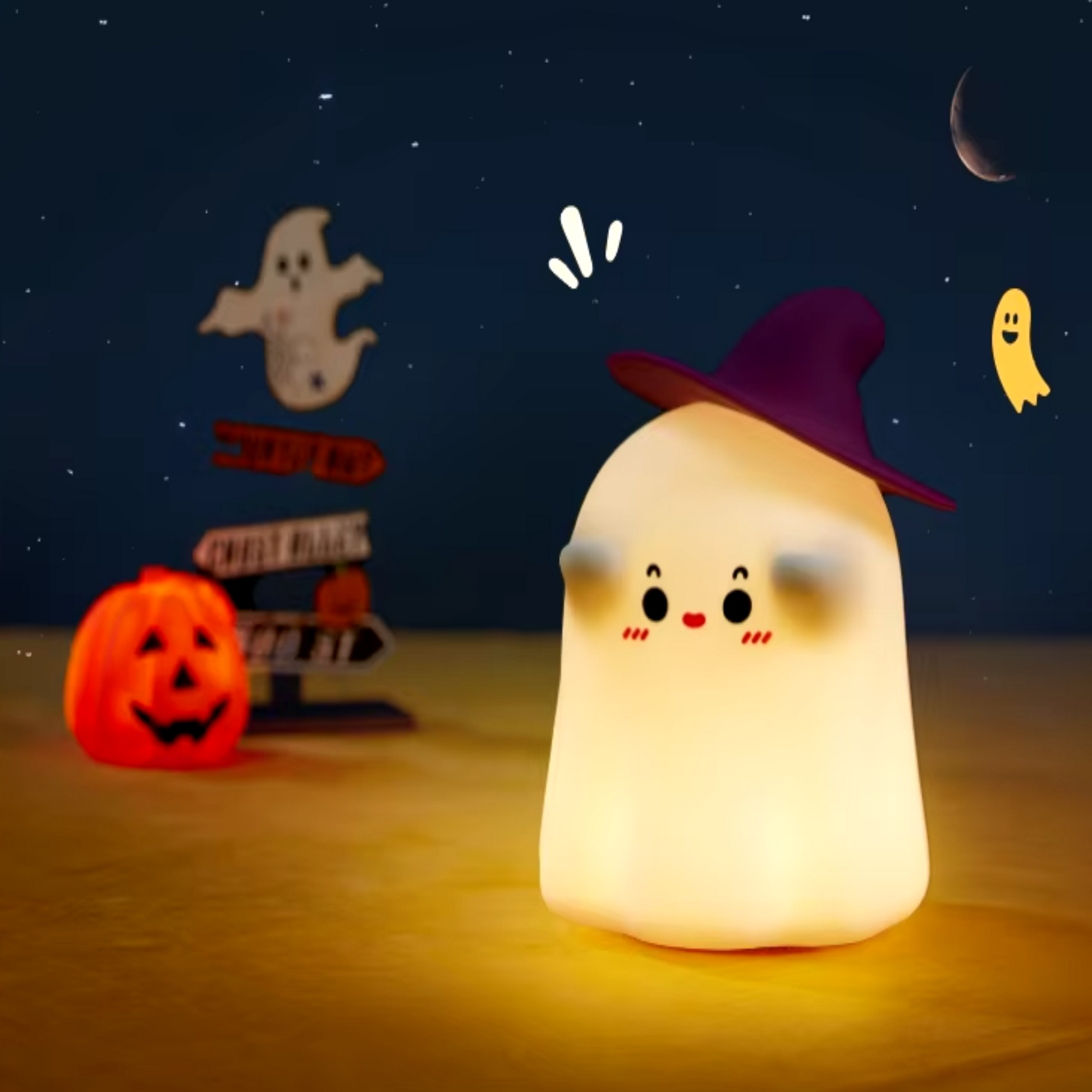 Niedliches Halloween-Enten-Nachtlicht: LED-Lampe mit 3 Farbstufen und Timer-Nachtlicht-Ma boutique