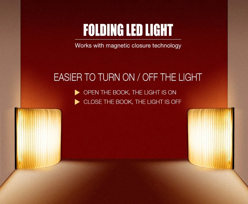 3D-LED-Buchlicht, USB wiederaufladbar, Nachtlicht, 3 Farben, faltbar, Tischlampe, kreative LED-Magnetlampe, tragbare Schreibtischbeleuchtung