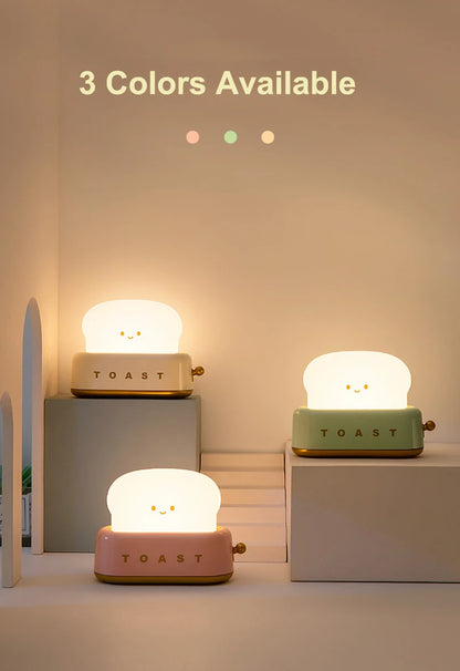BANDIAN Brot Toast Cartoon LED Nachtlicht Nette Wohnkultur Kawaii Brot Tisch Lampen Nacht Tragbare Licht mit Timer Winzige Lampe