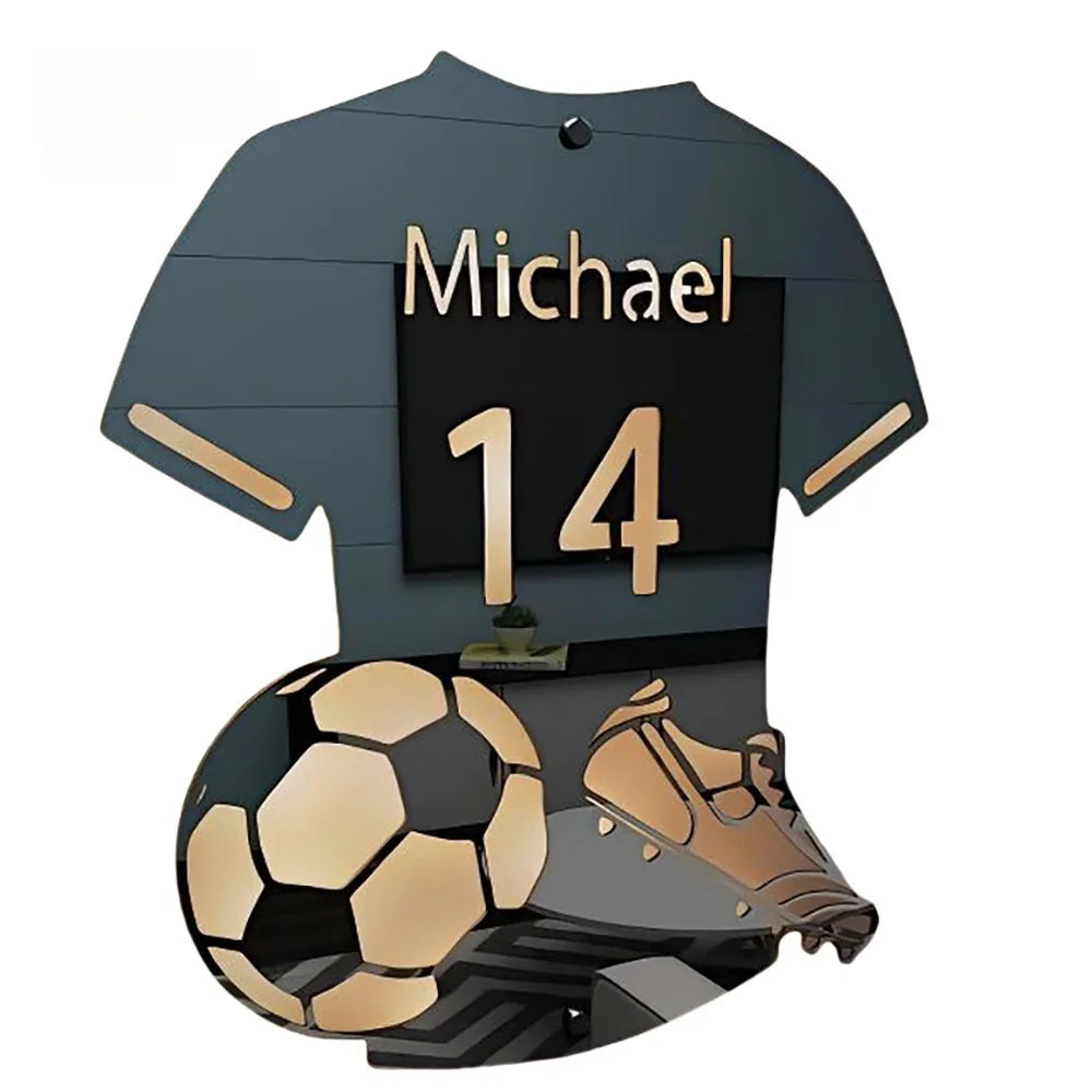 Personalisiertes Basketball-Trikot, Spiegellicht, individuelles Fußball-Trikot, Name, Uniform, Nummer, LED-Wandspiegel, Schlafzimmer-Dekoration, Geschenke
