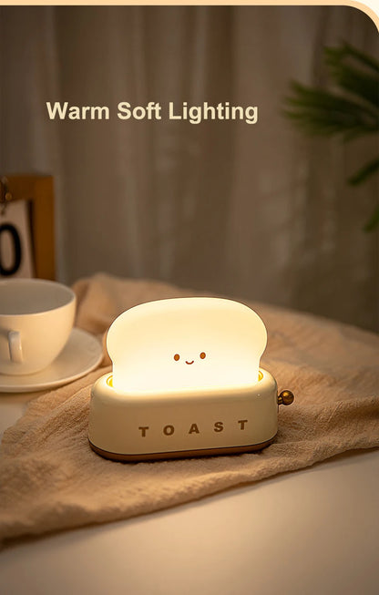 BANDIAN Brot Toast Cartoon LED Nachtlicht Nette Wohnkultur Kawaii Brot Tisch Lampen Nacht Tragbare Licht mit Timer Winzige Lampe