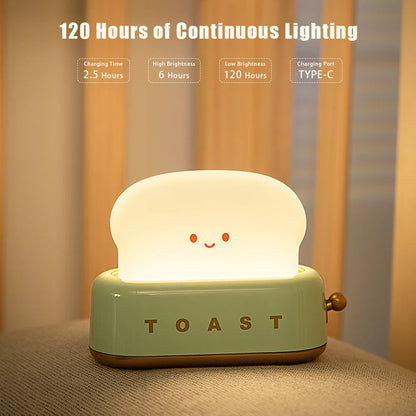 BANDIAN Brot Toast Cartoon LED Nachtlicht Nette Wohnkultur Kawaii Brot Tisch Lampen Nacht Tragbare Licht mit Timer Winzige Lampe