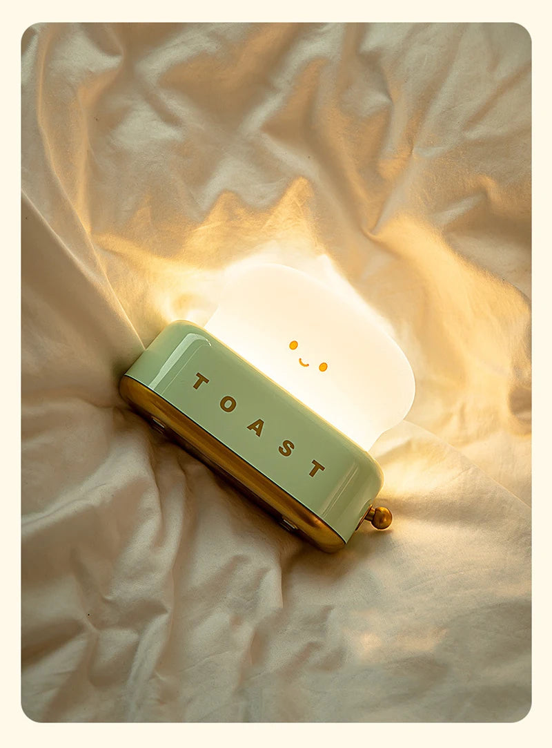 BANDIAN Brot Toast Cartoon LED Nachtlicht Nette Wohnkultur Kawaii Brot Tisch Lampen Nacht Tragbare Licht mit Timer Winzige Lampe