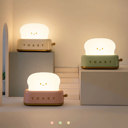 BANDIAN Brot Toast Cartoon LED Nachtlicht Nette Wohnkultur Kawaii Brot Tisch Lampen Nacht Tragbare Licht mit Timer Winzige Lampe