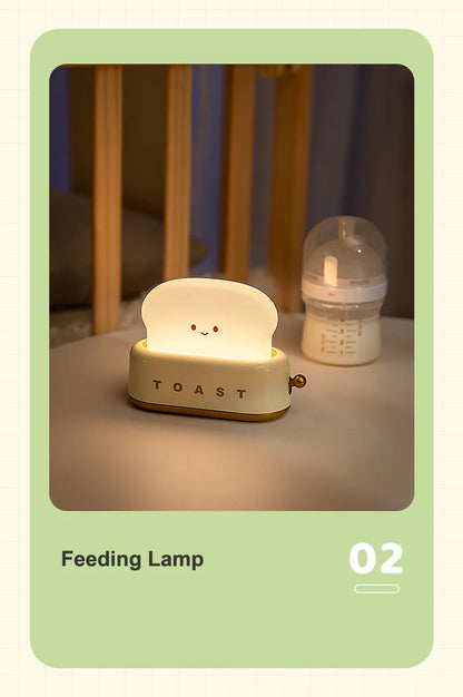 BANDIAN Brot Toast Cartoon LED Nachtlicht Nette Wohnkultur Kawaii Brot Tisch Lampen Nacht Tragbare Licht mit Timer Winzige Lampe