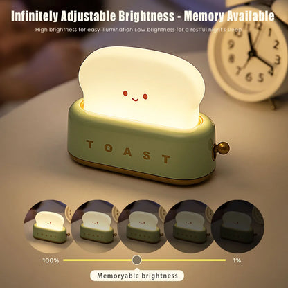 BANDIAN Brot Toast Cartoon LED Nachtlicht Nette Wohnkultur Kawaii Brot Tisch Lampen Nacht Tragbare Licht mit Timer Winzige Lampe