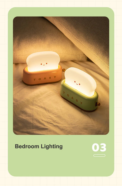 BANDIAN Brot Toast Cartoon LED Nachtlicht Nette Wohnkultur Kawaii Brot Tisch Lampen Nacht Tragbare Licht mit Timer Winzige Lampe