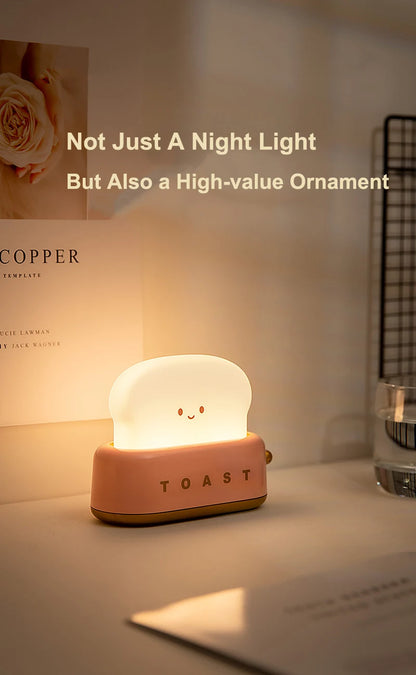 BANDIAN Brot Toast Cartoon LED Nachtlicht Nette Wohnkultur Kawaii Brot Tisch Lampen Nacht Tragbare Licht mit Timer Winzige Lampe