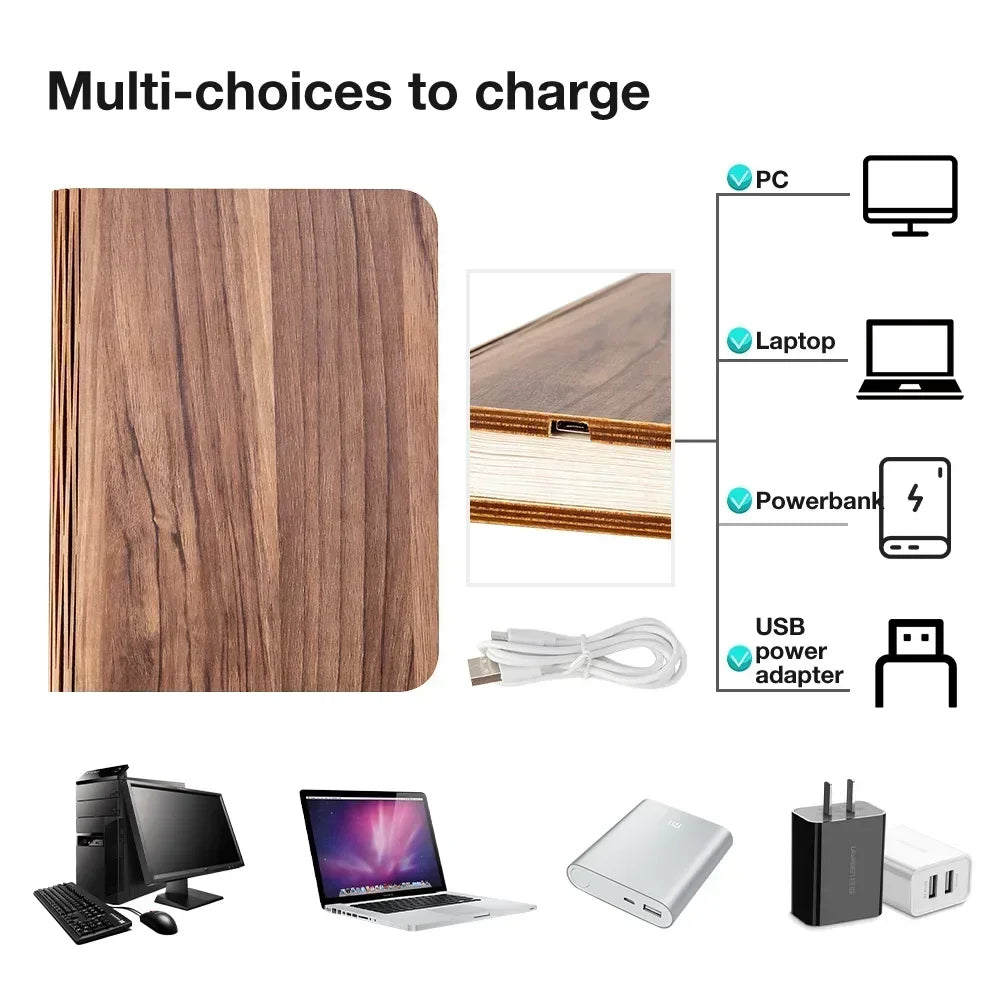 3D-LED-Buchlicht, USB wiederaufladbar, Nachtlicht, 3 Farben, faltbar, Tischlampe, kreative LED-Magnetlampe, tragbare Schreibtischbeleuchtung